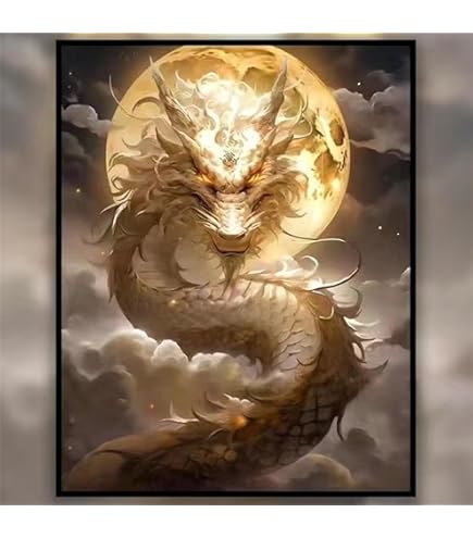 Amazon | Wingkin彫刻クロスステッチ刺繍キット四神 動物 動物 龍 鳳凰